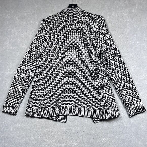 Talbots Sweater Womens M Petite Black White Heavyweight Open Front Cardigan - Picture 5 of 10
